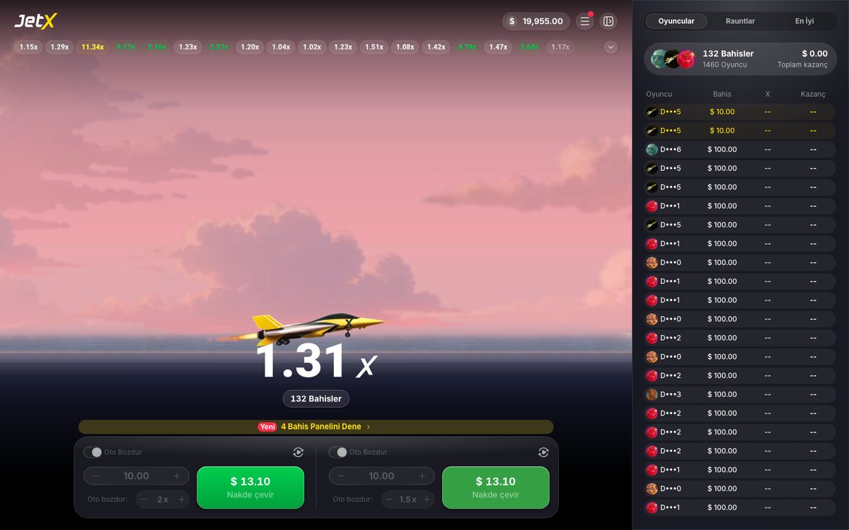 JetX oyun ekranı