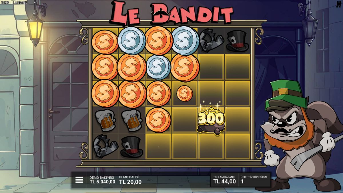 Le Bandit Luck of the Bandit bonusu: açılan altın kareler, paralar ve altın kazanı