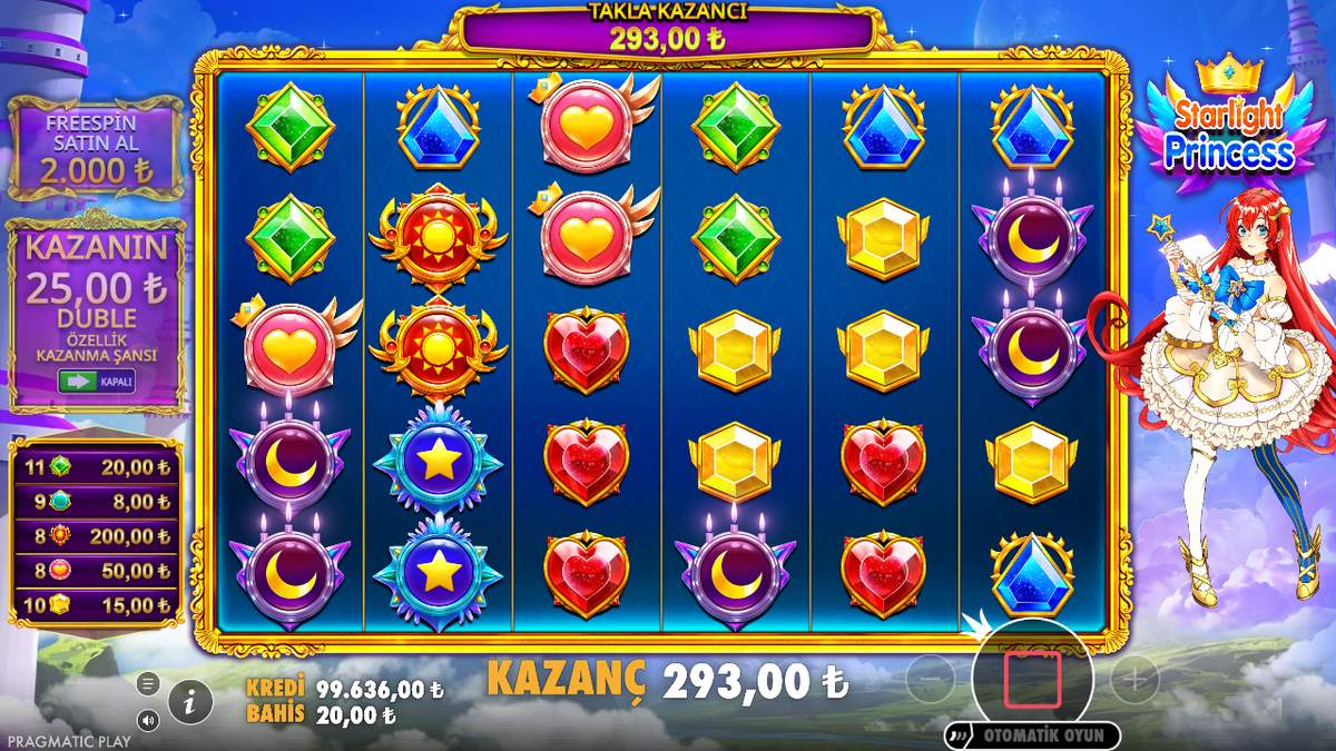 Starlight Princess tumble kazancı 293 TL, 20 TL bahis